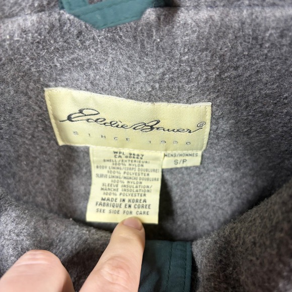 Vintage Eddie Bauer Jacket Men's S Green Fleece Lined Full Zip Bomber Casual - Picture 3 of 6